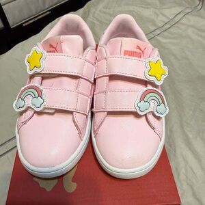 Puma Kids Pink Sneakers with Star and Rainbow Details